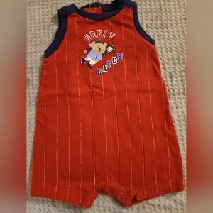 Red Baby Romper with Bear Graphic